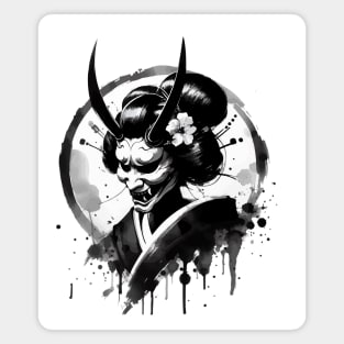 Sumie Enso Japanese Brushstroke Oni Geisha Demon Magnet